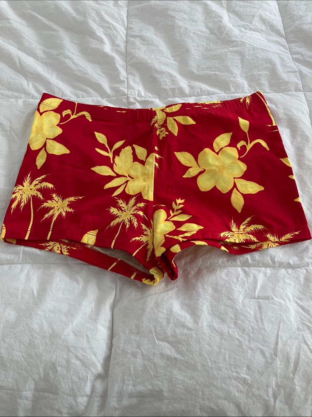Spirit Red Bike Shorts with Yellow Floral Print
